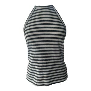 Poof Racerback Black White Stripe Tank Top Med 90s Grunge Minimalist  Athleisure